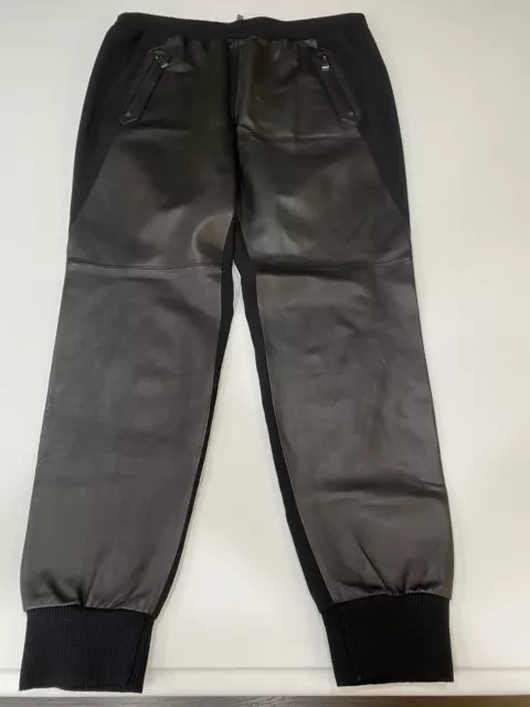 VINCE Women's Mixed Media Leather Jogger Pants Black  Xl 595$