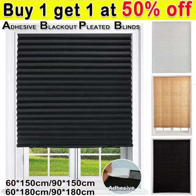 Self Adhesive Pleated Blind Drapes Window Covers Temporary Curtains Decoration