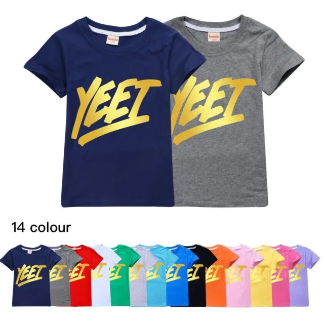 T-shirt bambini ragazzi ragazze YEET Youtube maniche corte fantasiose magliette divertenti