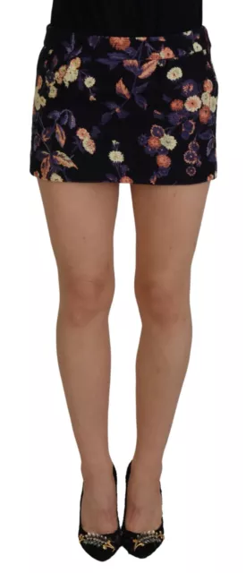 DSQUARED2 Skirt Black Floral Embroidery Mid Waist A-line Mini IT38/US4/XS 480usd