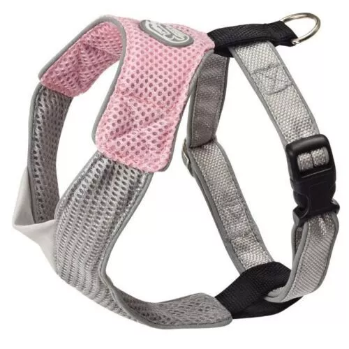 Overhead Pink Gray Dog Harness Reflective V Mesh Style by Doggles XS