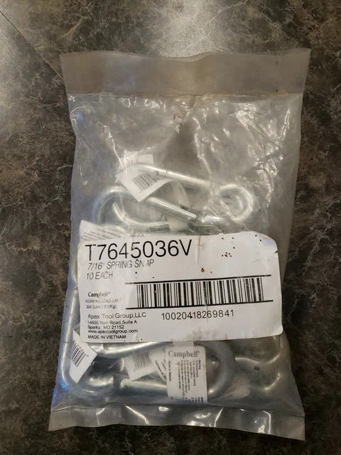 Campbell Chain  Zinc-Plated  Steel  Spring Snap. T7645036V.  Pack Of 10.