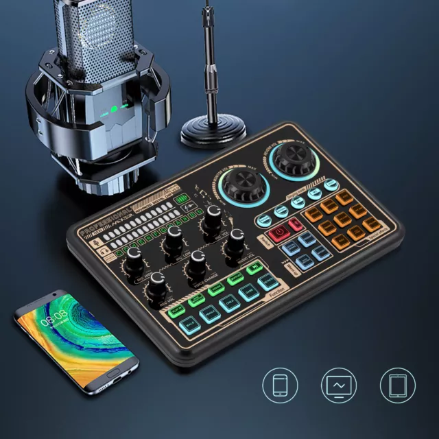 Live Sound Board For PC Phone Microphone Audio Mixer For Karaoke Recording US