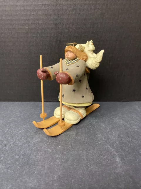 Williraye Studio Angel On Skis Figurine WW2355 Cat Backpack Coyne's & Co
