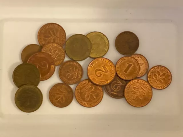 Konvolut aus 1 , 2 und 5 Pfennig Münzen DM-Münzen D Mark Umlaufmünzen gebraucht