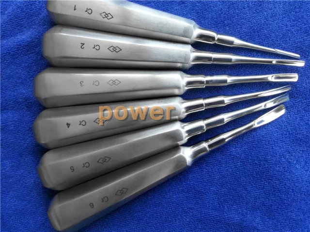 1Sets/6pcs Dental Teeth Elevator Luxating Tooth Extraction Apical Root Tip 1-6# 3