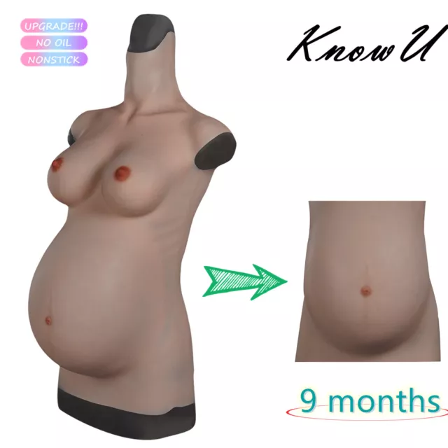 KnowU Pregnant Fake Chest With Belly Silicone Breast Forms Cosplay Nine Months