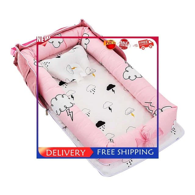 Portable Newborn Baby Nest Bed Detachable Washable Lounger (Raindrop Cloud)
