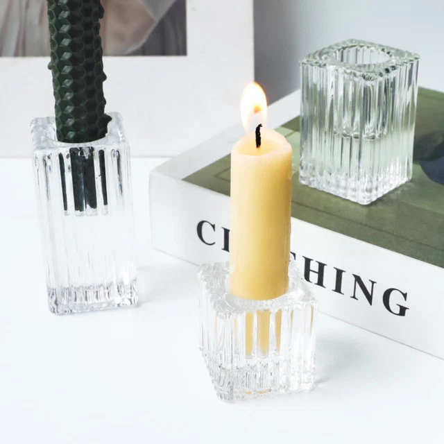 3x Portavelas de vidrio Portavelas transparentes Cristal a granel Cristal Decoración Soporte para velas