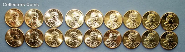 2000 - 2008 Sacagawea 18 Coin PD Uncirculated Set from US Mint Rolls