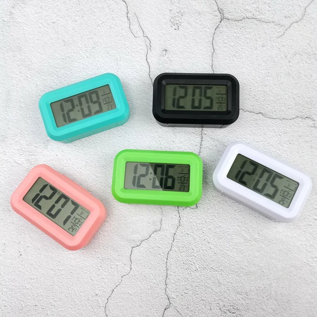 Digital Display Alarm Clock Battery Operated Snooze Design Colors light D4F8
