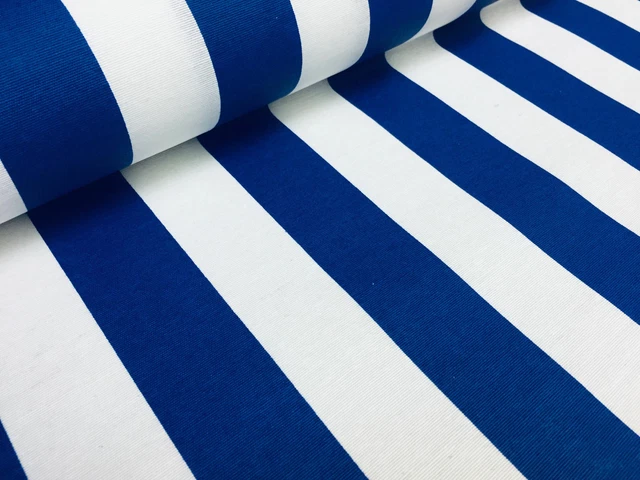 Tissu Coton Provençal Figuerolles - Rayure Blanc Bleu - Largeur 160 Cm - Au Mètre