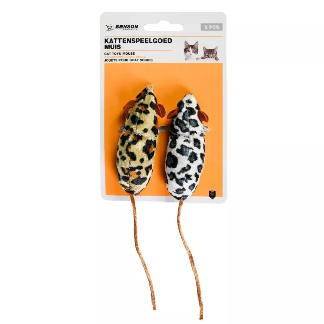 2 Souris Jouet pour Chat en Tissu Soyeux 10 x 4 cm Jeu 2