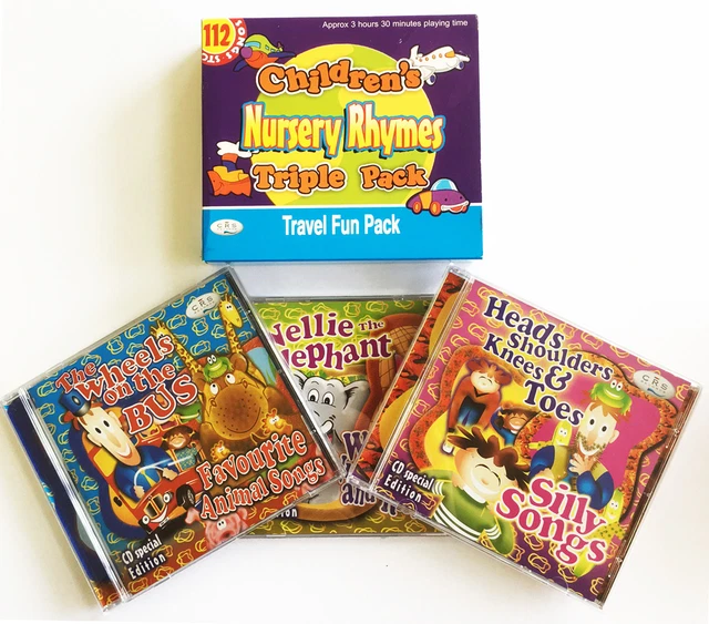 CHILDREN'S NURSERY RHYMES Travel Fun Pack 3CDs of kids songs songs