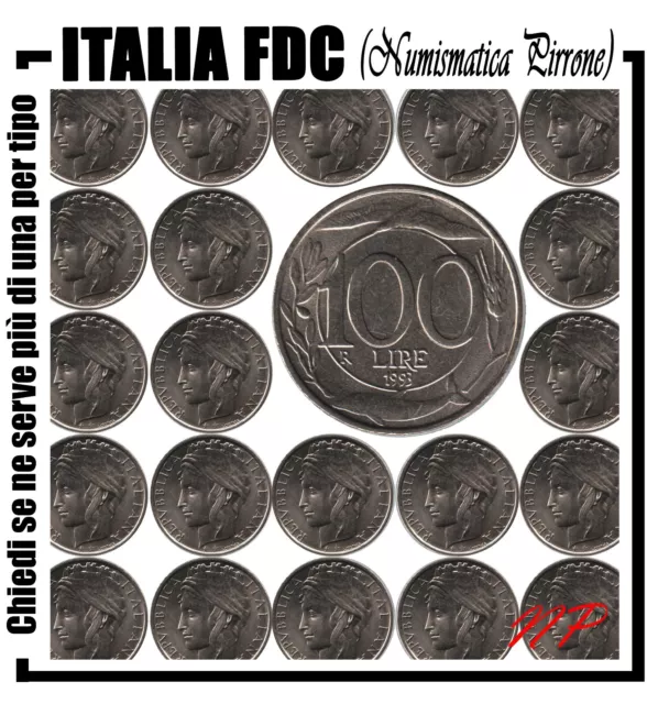 REPUBBLICA ITALIANA, 100 lire dal 1993 al 2001, varie date, FDC zecca