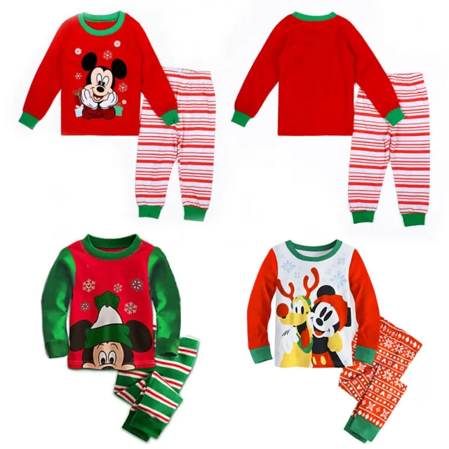 Christmas Baby Boy Girl Kids Mickey Mouse Pyjamas Set Birthday Party PJs Outfits