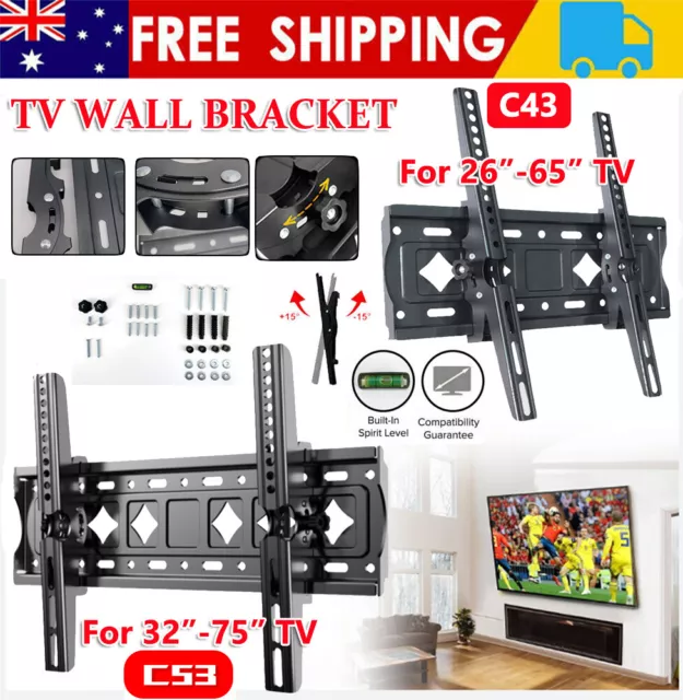 TV Wall Mount Bracket Tilt Slim LCD LED 26 32 40 42 47 50 55 60 65 70 75 inch AU