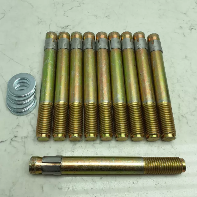10 Pack Mkt Fastening 1" Dia x 9. L  Wedge Anchor 2519000 *MISSING NUTS WASHERS
