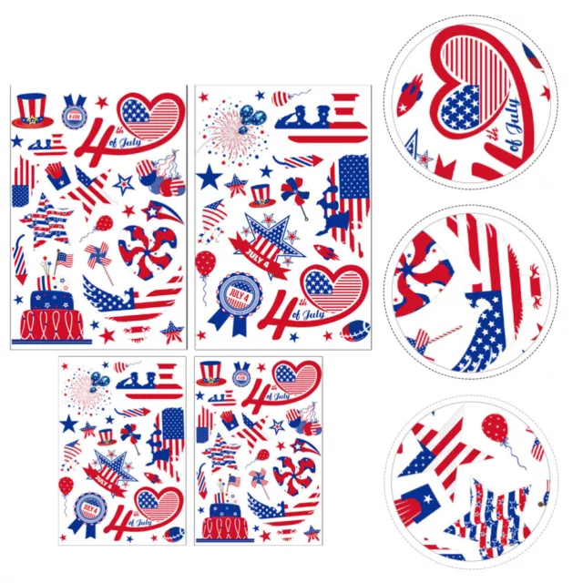 3 Sheets July Fourth Wall Stickers Independent Sun Window Double Sided