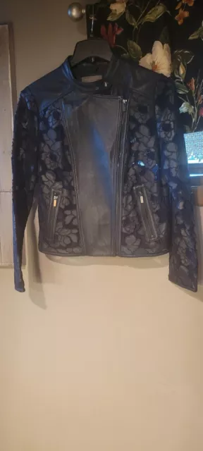 Bagatelle  Neiman Marcus Leather Jacket Womens Size L  100% Leather and lace