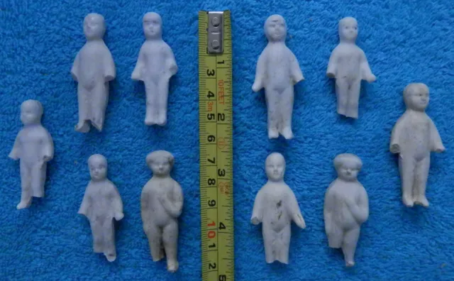 lot of 10 old Frozen Charlotte dolls ,  early damage doll bodys , Limbach