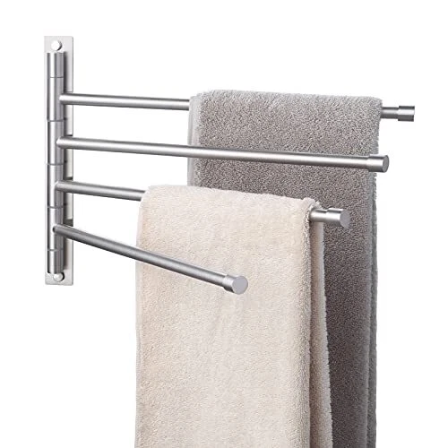 KES Swivel Towel Bar SUS 304 Stainless Steel 4-Arm Bathroom Swing Hanger Towe...
