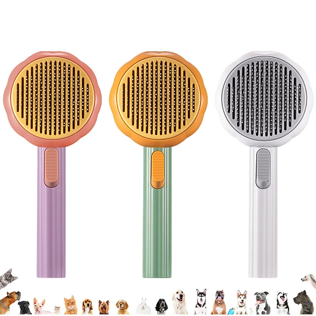 1pc Pet Hair Brush Pumpkin Dog Cat comb Deshedding Self Cleaning Brush
