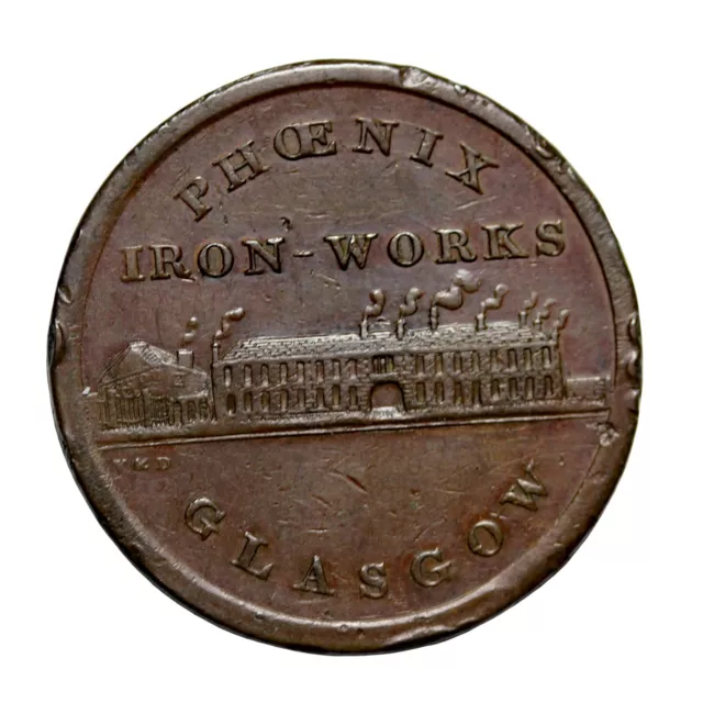 1813 Scotland Glasgow Phoenix Iron Works Penny Token Withers-1352a