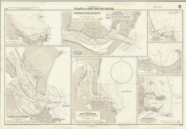 VINTAGE ADMIRALTY  CHART. No.1379. Plans in NEW SOUTH WALES. 1965 Edition.