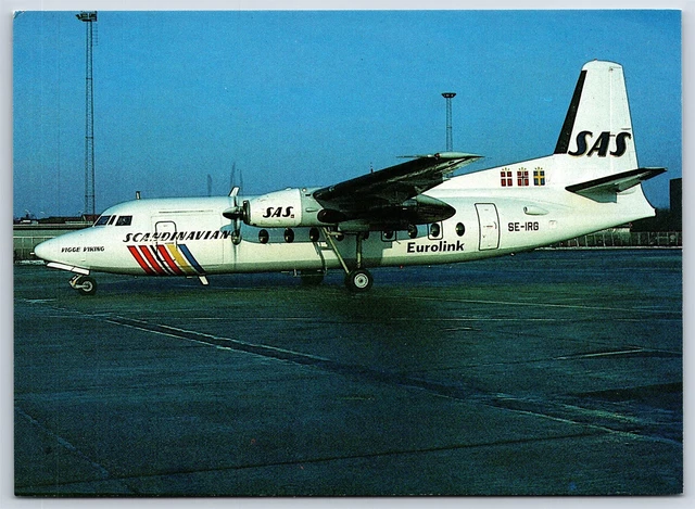 Airplane Postcard SAS Scandinavian Airline Fokker F27 Friendship Copenhagen DB11