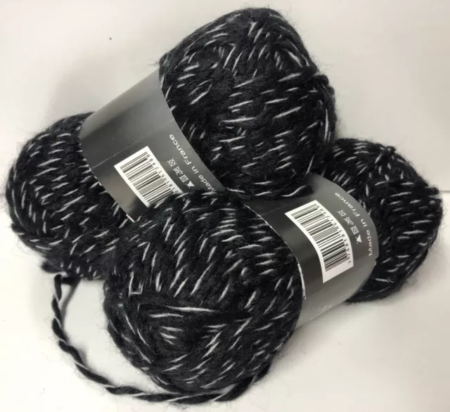 lot de 10 pelotes de laine Noir Et Blanc fabriqué en France