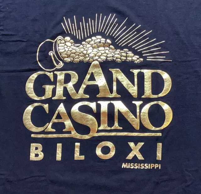 Vtg 80s 90s Grand Casino T Shirt Gold Print Biloxi Mississippi Single Stitch L