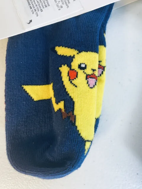 Pokémon Socks Boys Girls Kids 2 Pairs No Show Pikachu Pokéball Shoe Size 1-3