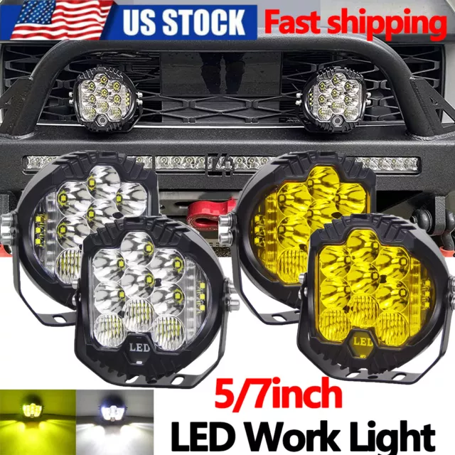 4/5/7inch LED Work Light Flood/Spot Cube Pods Bar Driving Fog Lamp Offroad Truck