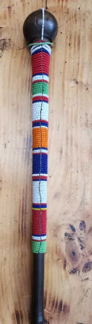 African Rungu Maasai  Beaded Fighting Throwing  Club