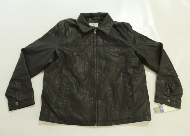 Dockers Men's Faux-Leather Full-Zip Quilt-Lined Jacket KT4 Black Size XL NWT
