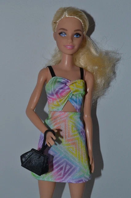 Barbie Doll Accessories #340 Black Textured Handbag Purse