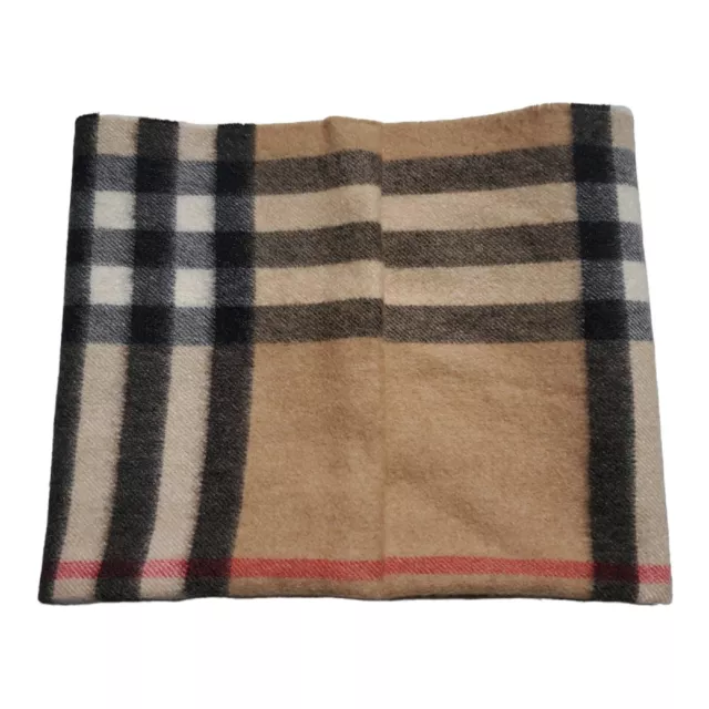 Burberry Childrens 100% Cashmere Snood Scarf Check Pattern Kids One Size