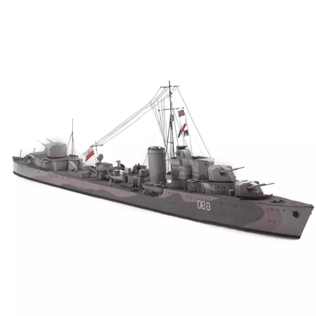 Navy Destroyer 1:400 Scale Paper Battleship Model 3D Warship Paper DIY Model