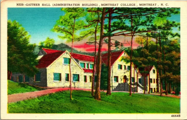 Gaither Hall Montreat College Montreat North Carolina NC Linen Postcard UNP S22