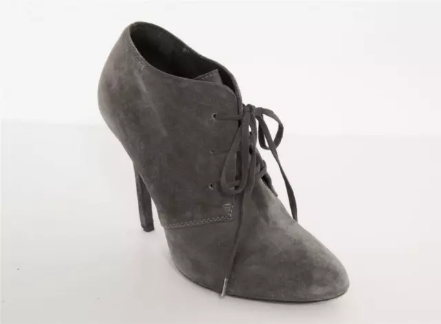 YSL YVES SAINT LAURENT Gray Suede Lace-Up Ankle Booties Boot High-Heel Pump 8-38