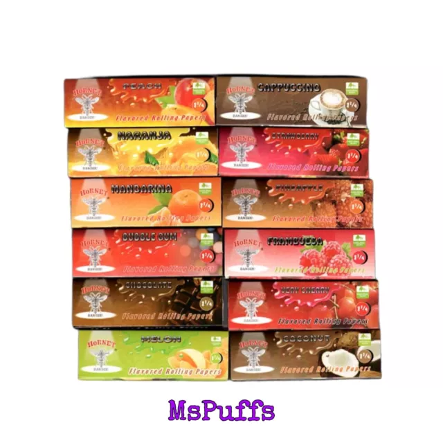 12 Packs | HORNET | 1.25" Flavored Rolling Papers Rare Unique Flavors Slow Burn