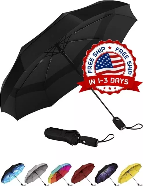 Paraguas Negro Para Lluvia Y Viento Grande Resistente Sombrilla De Hombre Mujer