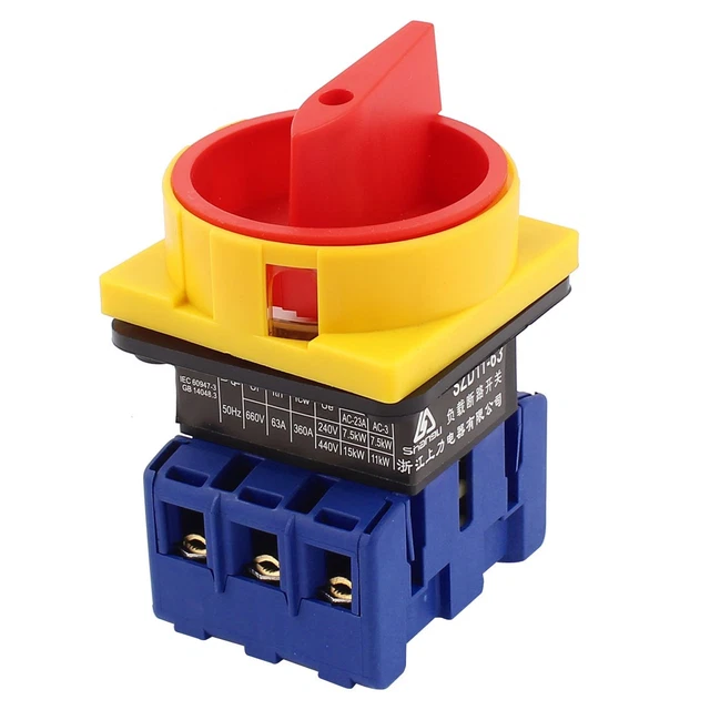 AC 660V 63A ON/OFF 2 Positions 3 Phase Rotary Cam Changeover Switch ...