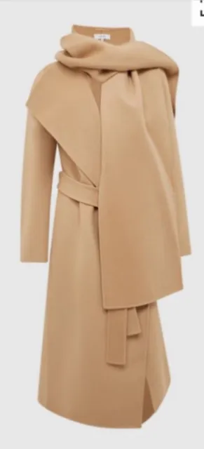 REISS Valentina Oversized Wool-Blend Coat Belted Jacket in Camel Size 4