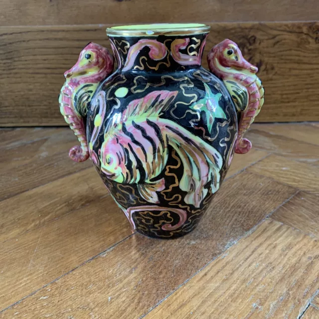 Vase Ancien Céramique CERART à MONACO Noir et Rose cerdazur/massier/vallauris...