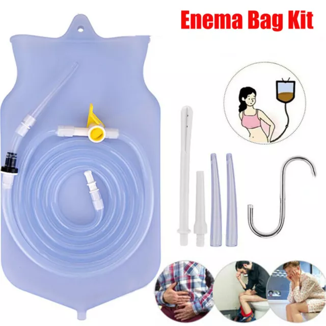 2L Medical Grade Silicone Enema Bag Kit Reusable Anal Vaginal Colonic Irrigation