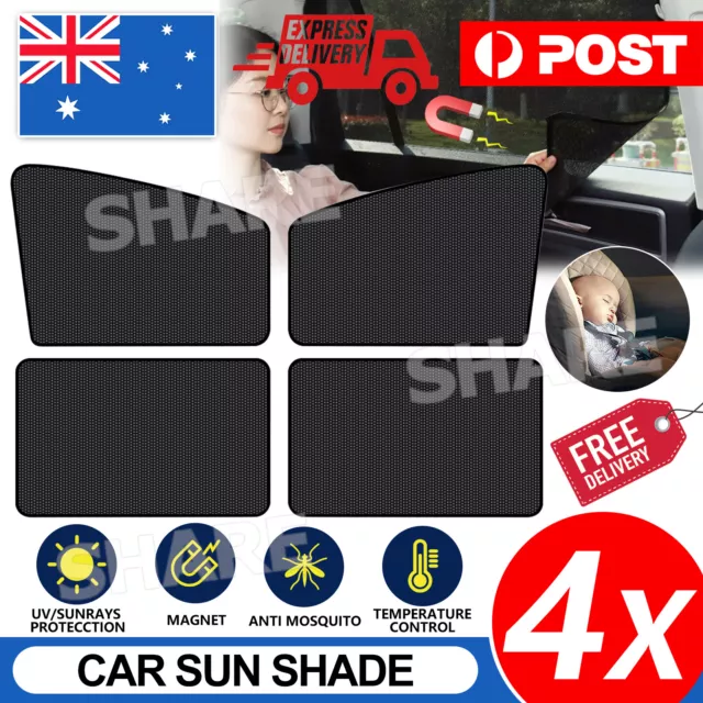 4x Magnetic Car Window Sun Shade UV Protection Front+Rear Side Window Curtain AU