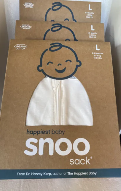 3/ NEW Snoo Sack Sleep Sack Swaddle Baby Organic Cotton White Size L