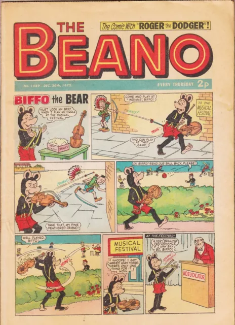 THE BEANO COMIC No. 1589 DECEMBER 30th 1972 BIFFO THE BEAR = D.C. THOMSON & Co